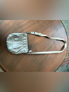 Coach Metallic Silver Signature Pebble Leather Crossbody